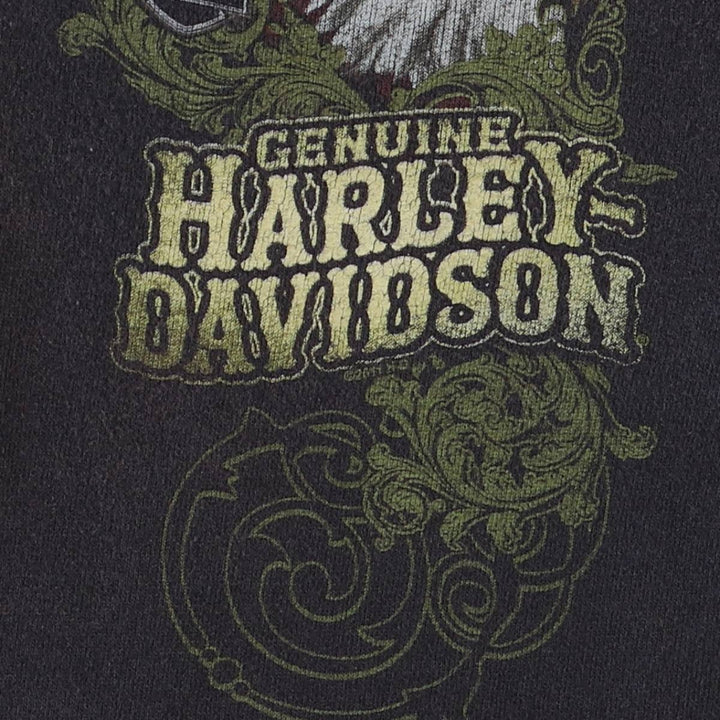 Harley-Davidson Eagle Pattern Sweat Full Zip Hoodie Women's M Size cotton black type Vintage Second Hand
