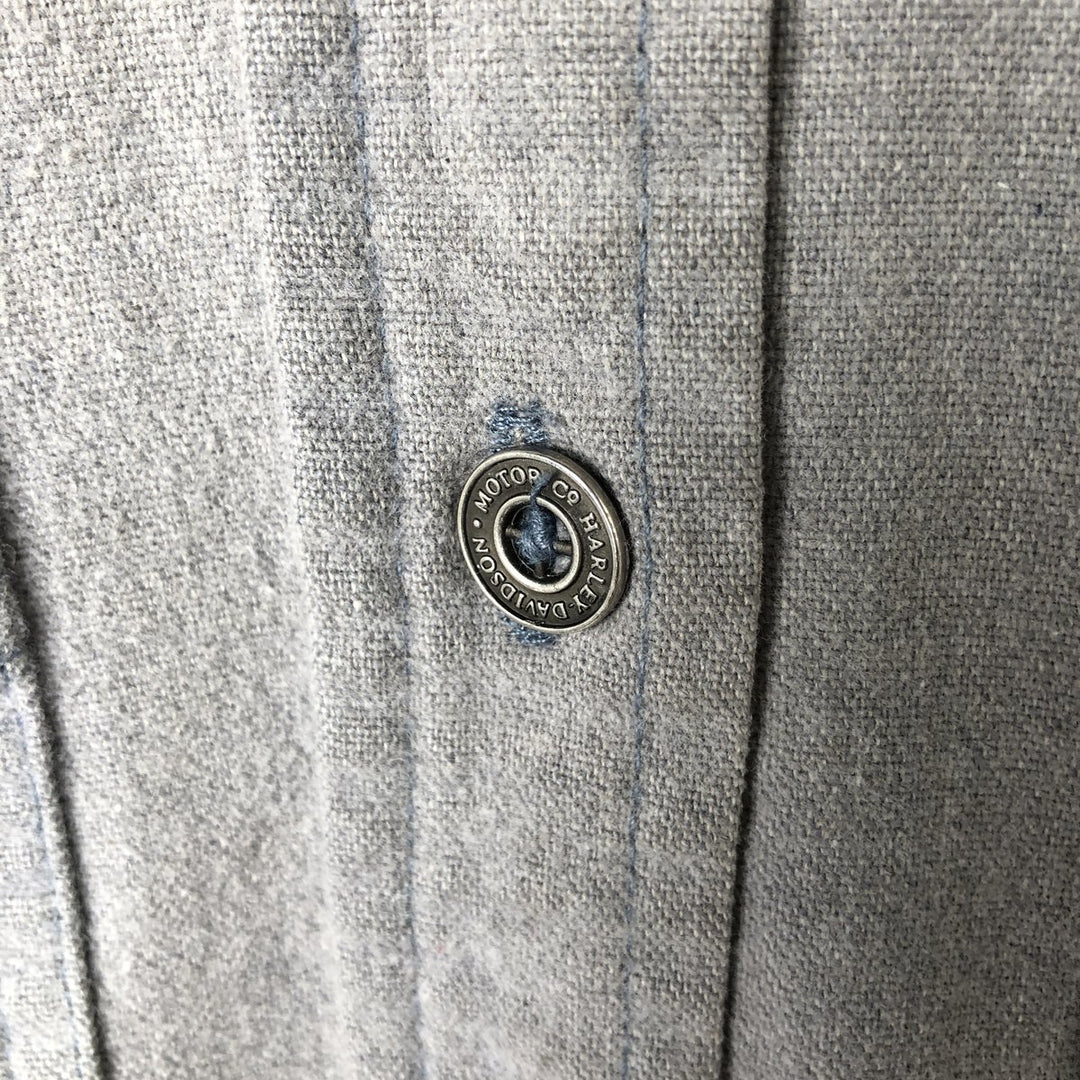 Harley-Davidson Eagle Pattern Back Print Long Sleeve Cotton Shirt Women's Size L cotton gray type Vintage Second Hand