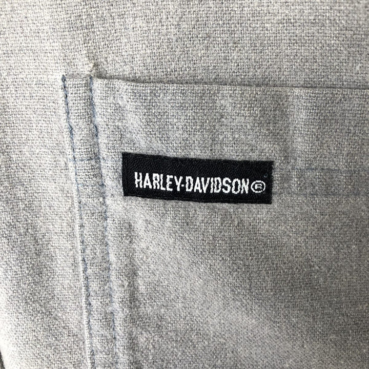 Harley-Davidson Eagle Pattern Back Print Long Sleeve Cotton Shirt Women's Size L cotton gray type Vintage Second Hand