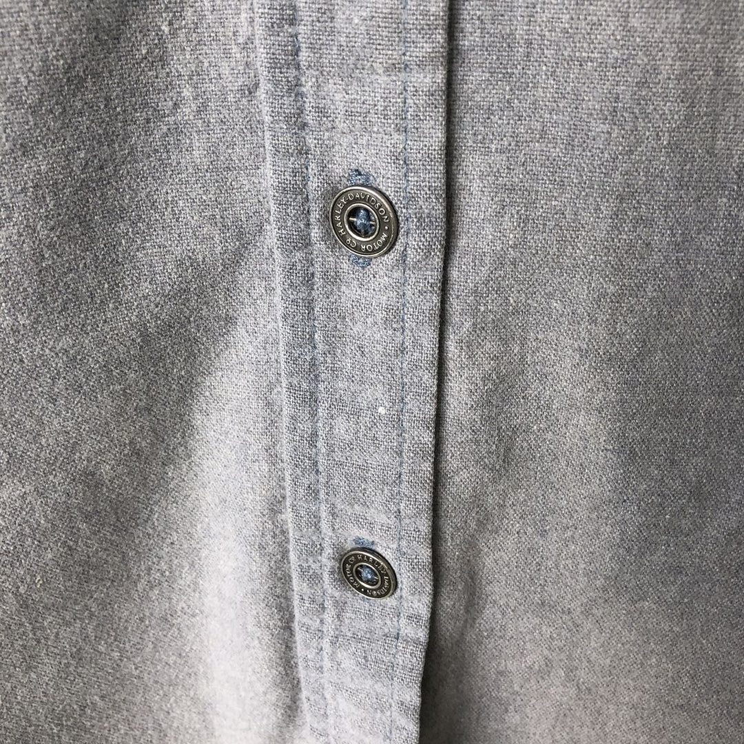 Harley-Davidson Eagle Pattern Back Print Long Sleeve Cotton Shirt Women's Size L cotton gray type Vintage Second Hand
