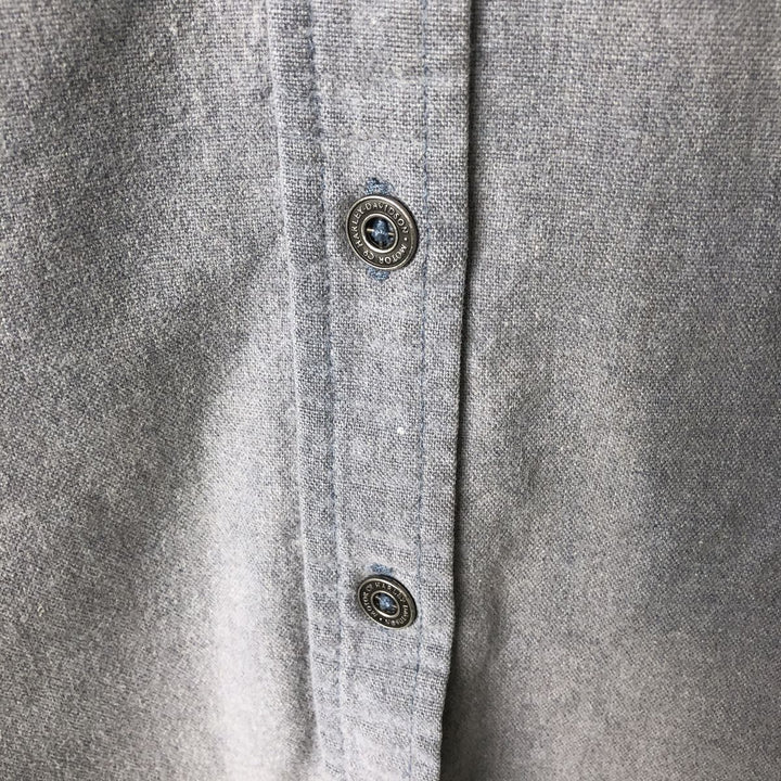 Harley-Davidson Eagle Pattern Back Print Long Sleeve Cotton Shirt Women's Size L cotton gray type Vintage Second Hand
