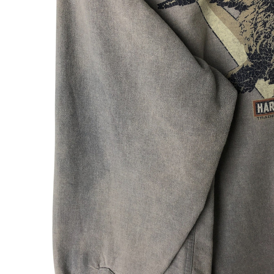 Harley-Davidson Eagle Pattern Back Print Long Sleeve Cotton Shirt Women's Size L cotton gray type Vintage Second Hand