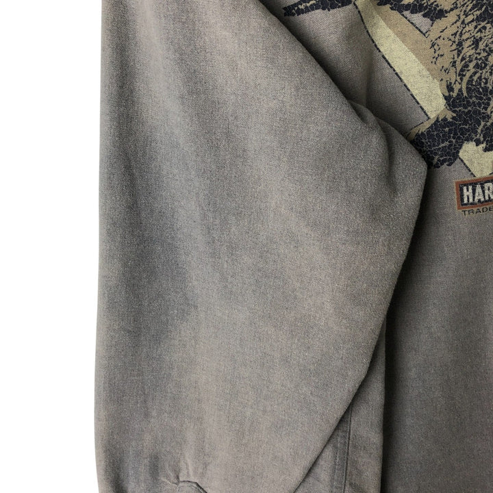 Harley-Davidson Eagle Pattern Back Print Long Sleeve Cotton Shirt Women's Size L cotton gray type Vintage Second Hand