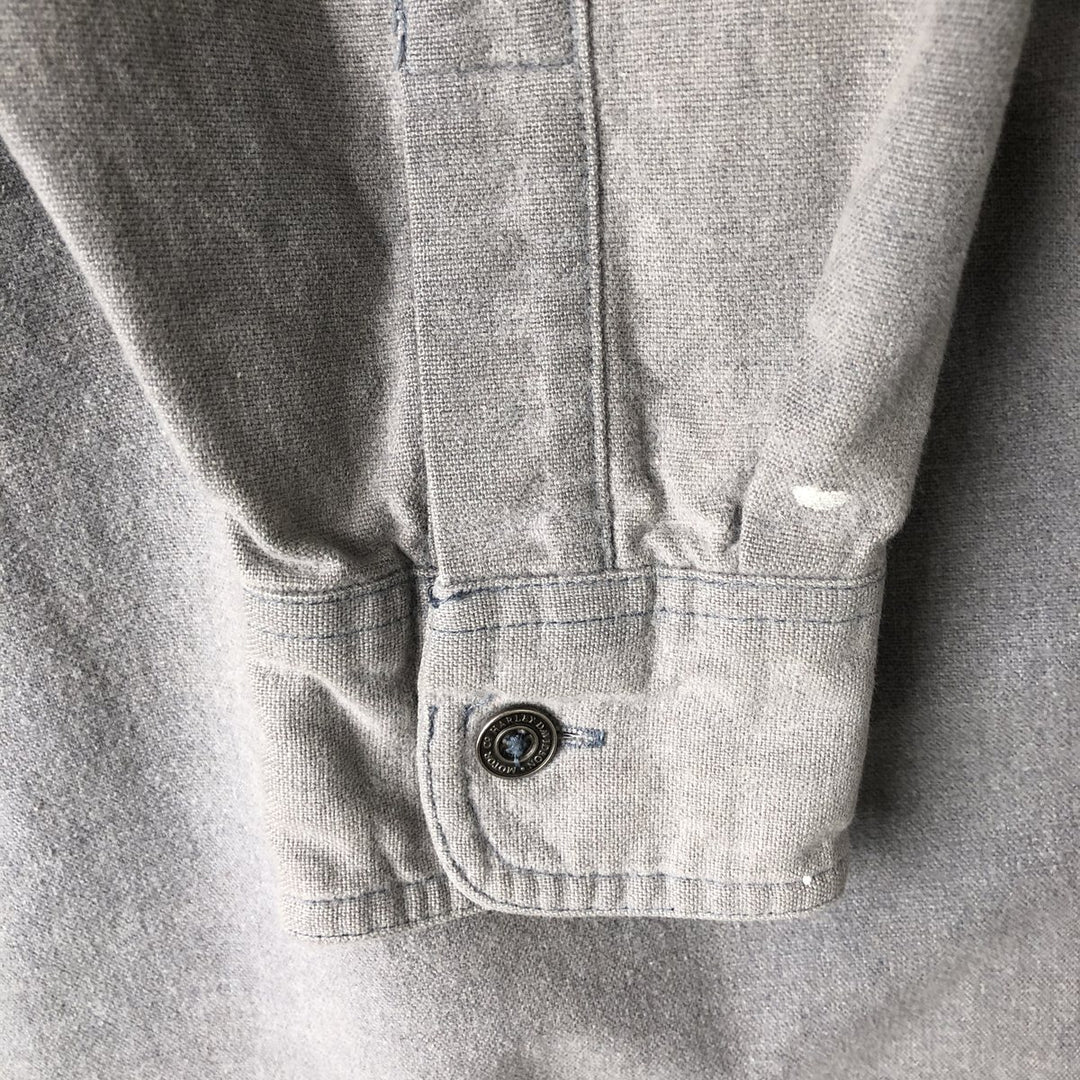 Harley-Davidson Eagle Pattern Back Print Long Sleeve Cotton Shirt Women's Size L cotton gray type Vintage Second Hand