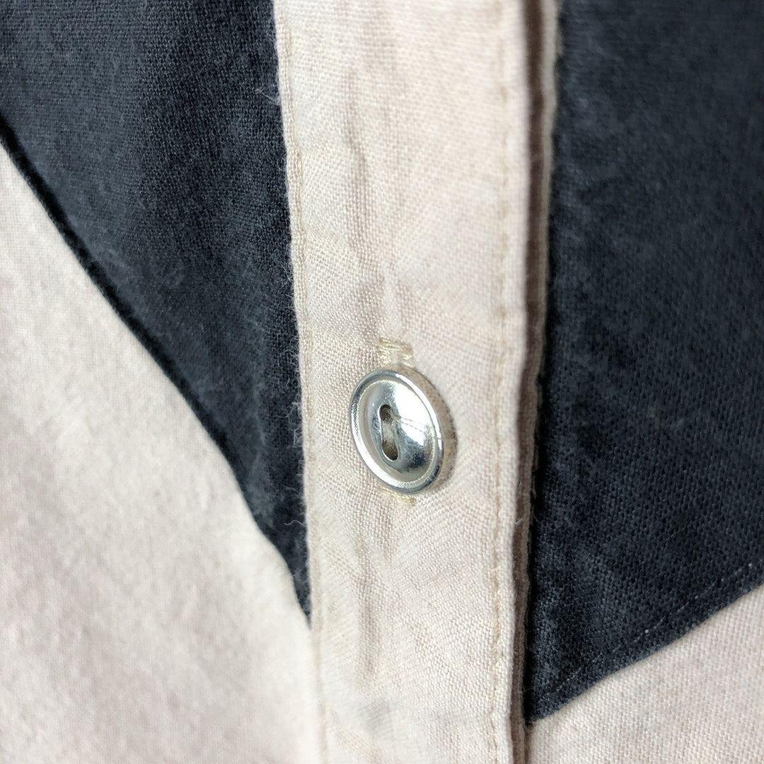 ROUGHRIDER Long Sleeve Western Shirt Made in USA Women's Size L cotton Beige type Vintage Second Hand
