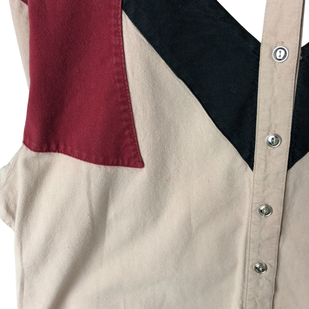 ROUGHRIDER Long Sleeve Western Shirt Made in USA Women's Size L cotton Beige type Vintage Second Hand
