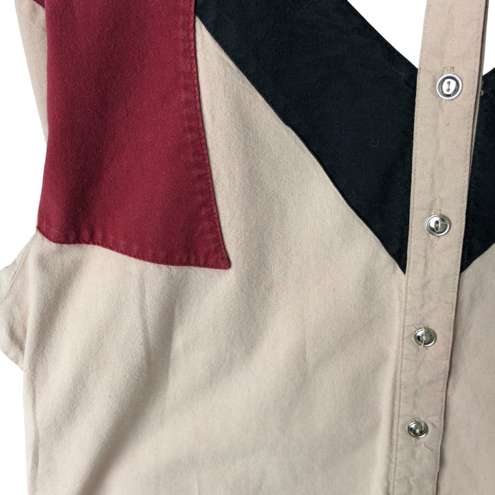 ROUGHRIDER Long Sleeve Western Shirt Made in USA Women's Size L cotton Beige type Vintage Second Hand