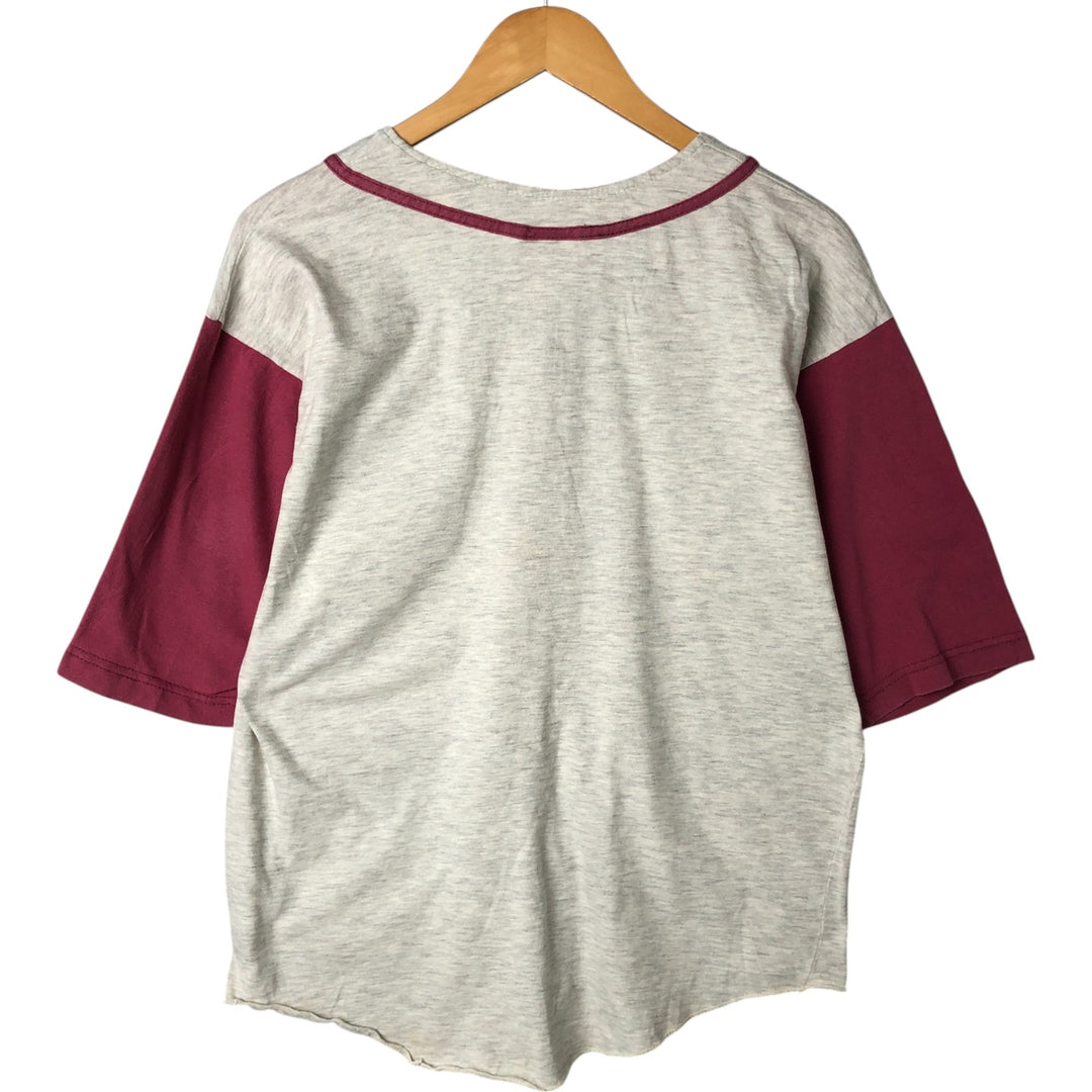 90'S SUN SPORTSWEAR Looney Tunes Bugs Bunny Short Sleeve Cotton Shirt Baseball Shirt Women's M Size cotton gray type Vintage Second Hand