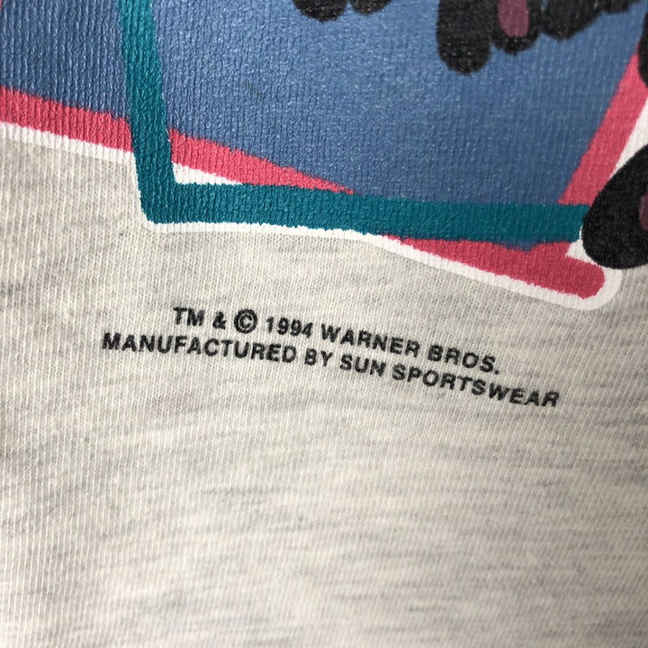 90'S SUN SPORTSWEAR Looney Tunes Bugs Bunny Short Sleeve Cotton Shirt Baseball Shirt Women's M Size cotton gray type Vintage Second Hand