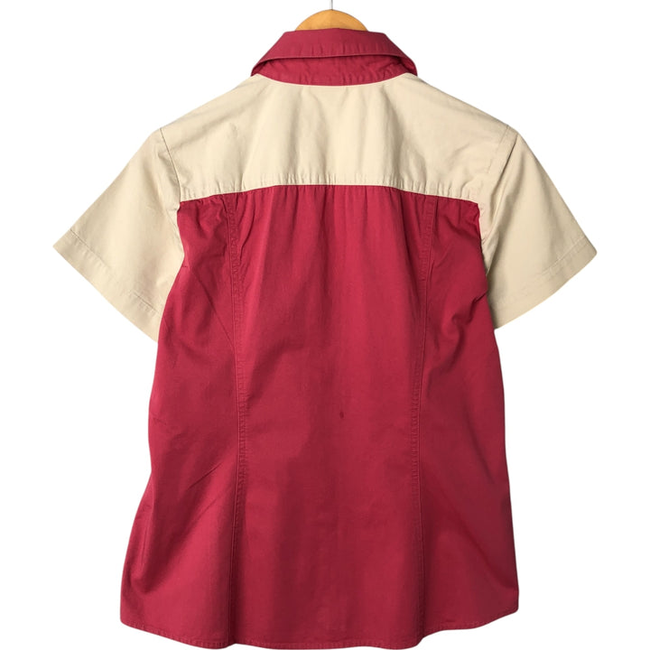 Harley-Davidson Full Zip Open Collar Short Sleeve Work Shirt Women's M cotton Beige type Vintage Second Hand