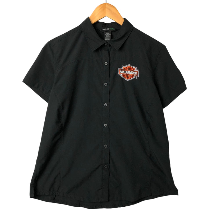 NORTH END SPORT Harley-Davidson Short Sleeve Work Shirt for Women (Size L) polyester black type Vintage Second Hand
