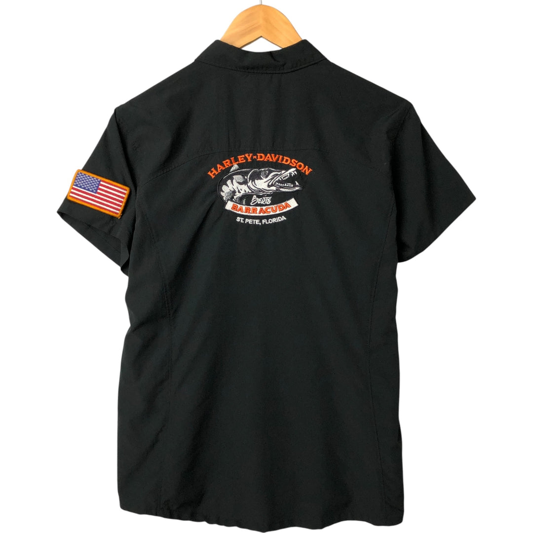 NORTH END SPORT Harley-Davidson Short Sleeve Work Shirt for Women (Size L) polyester black type Vintage Second Hand