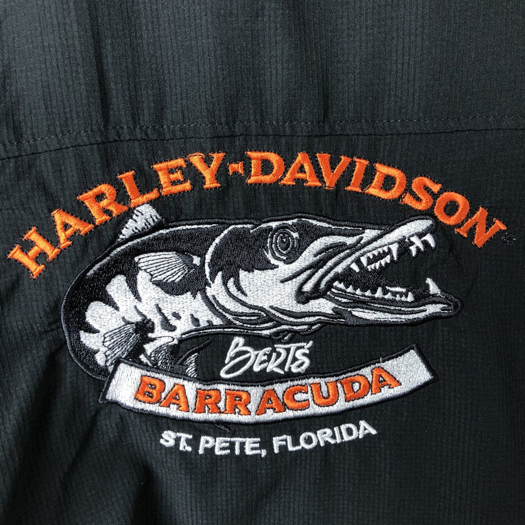 NORTH END SPORT Harley-Davidson Short Sleeve Work Shirt for Women (Size L) polyester black type Vintage Second Hand