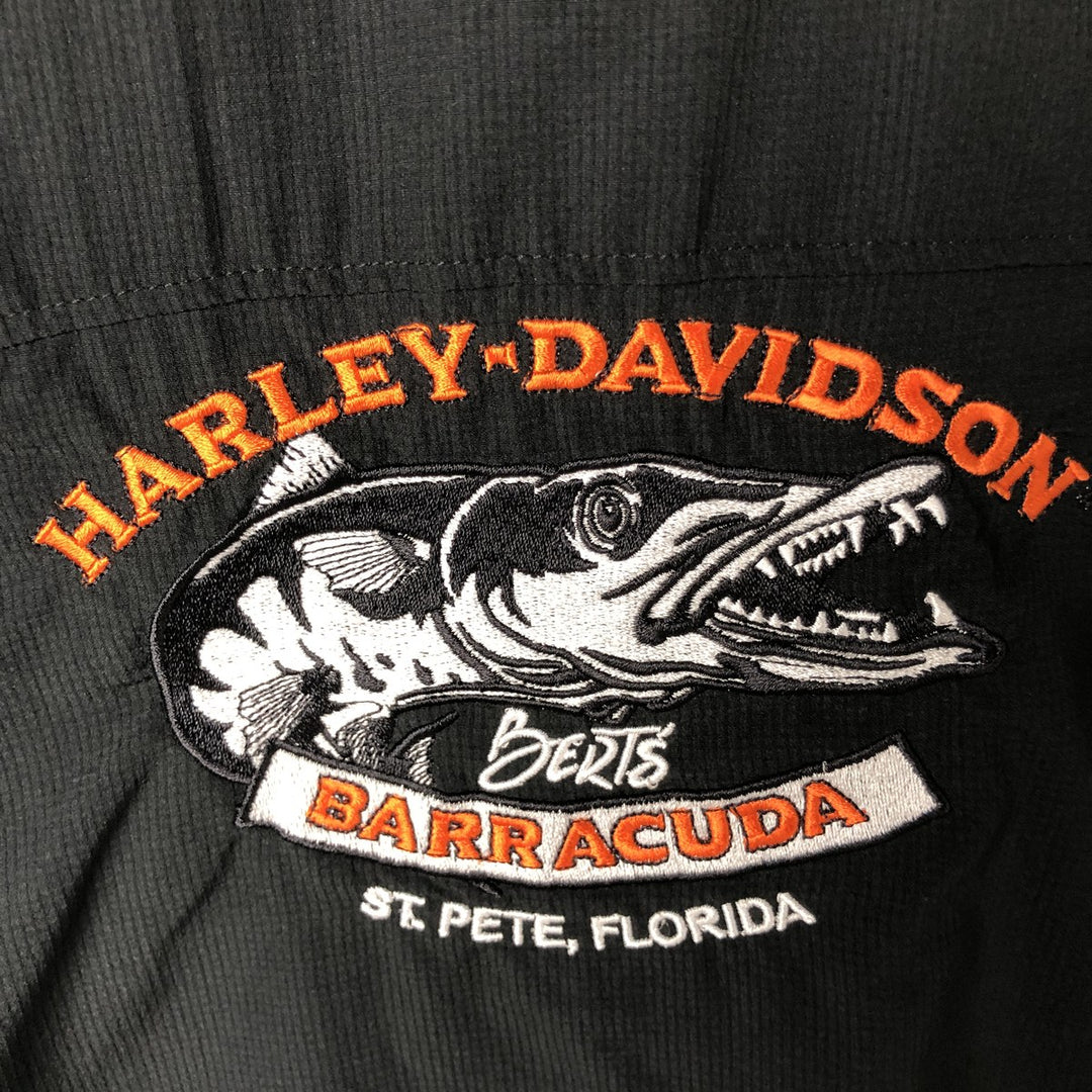 NORTH END SPORT Harley-Davidson Short Sleeve Work Shirt for Women (Size L) polyester black type Vintage Second Hand