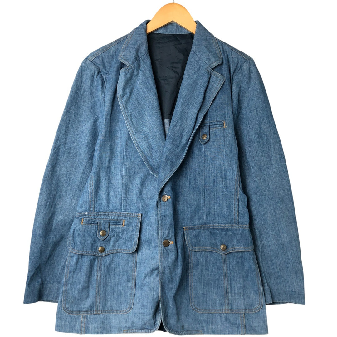 Vintage 70'S Lee denim tailored jacket, made in USA, size M for men cotton blue type Vintage Second Hand