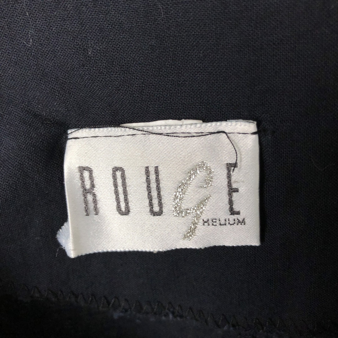 ROUGE cropped length no collar long sleeve blouse made in USA women's size S cotton black type Vintage Second Hand