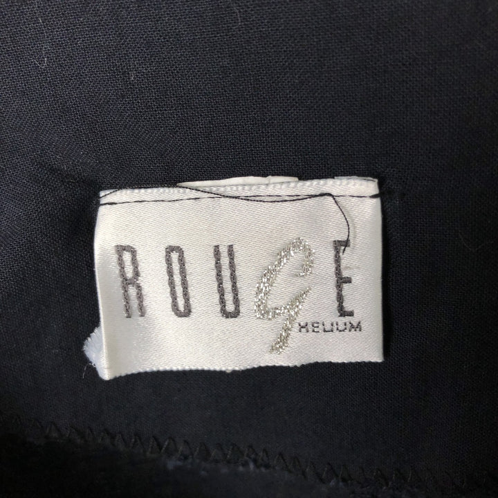 ROUGE cropped length no collar long sleeve blouse made in USA women's size S cotton black type Vintage Second Hand