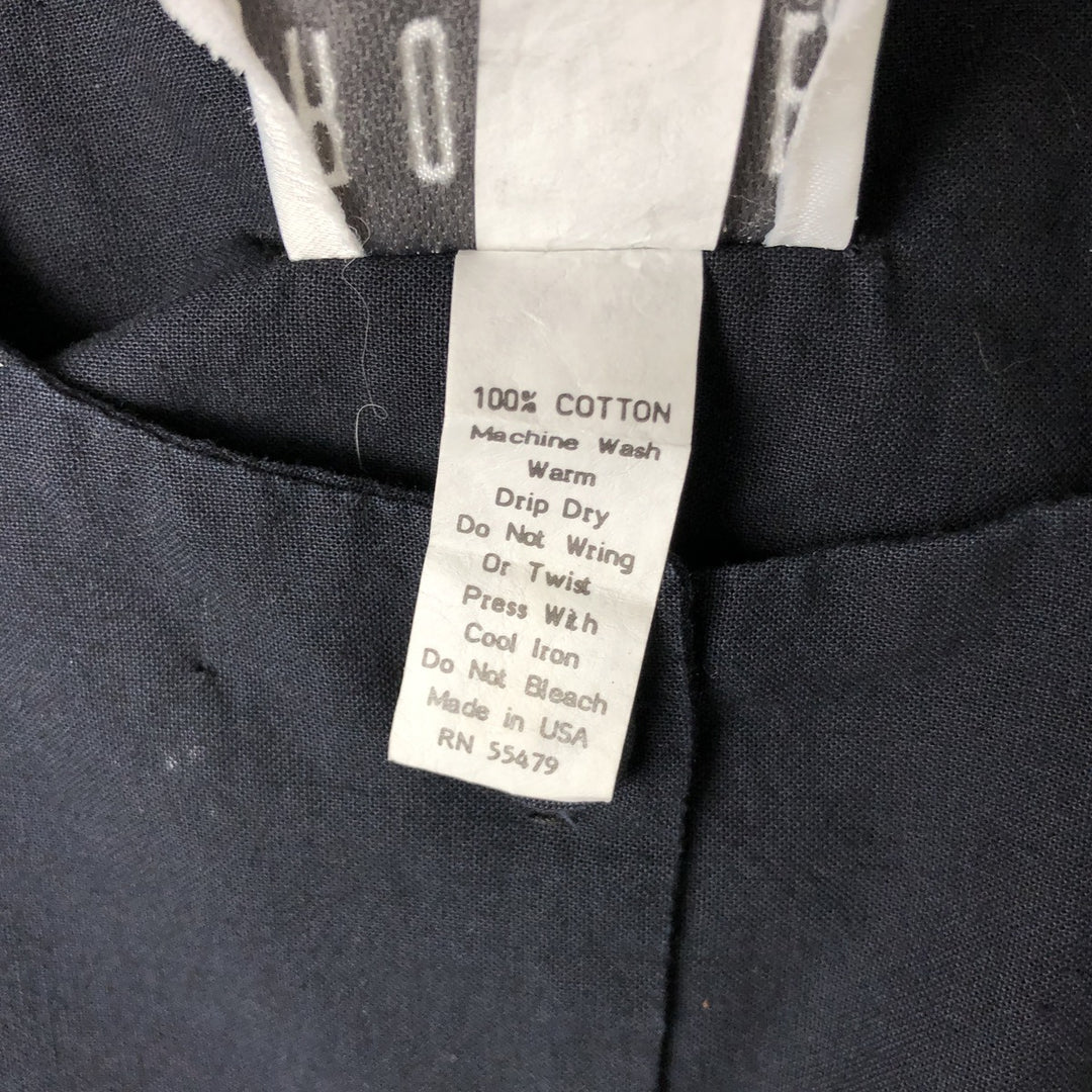 ROUGE cropped length no collar long sleeve blouse made in USA women's size S cotton black type Vintage Second Hand