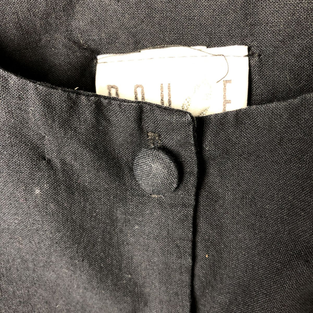 ROUGE cropped length no collar long sleeve blouse made in USA women's size S cotton black type Vintage Second Hand