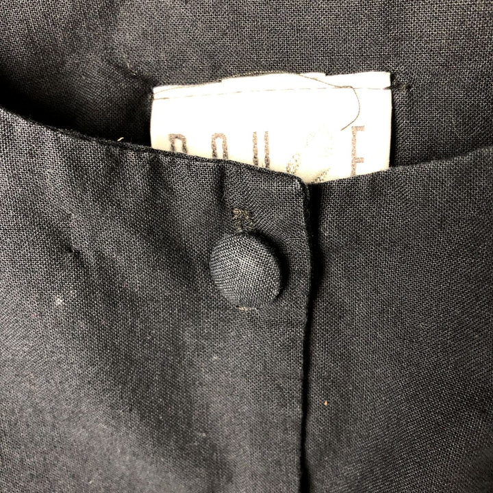 ROUGE cropped length no collar long sleeve blouse made in USA women's size S cotton black type Vintage Second Hand