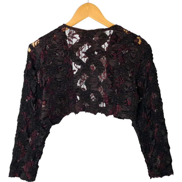 80'S CONTEMPO all-over print lace blouse, made in USA, women's size S, vintage acetate purple type Vintage Second Hand