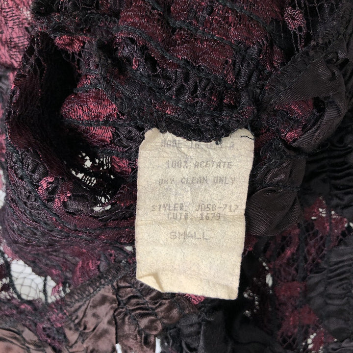 80'S CONTEMPO all-over print lace blouse, made in USA, women's size S, vintage acetate purple type Vintage Second Hand