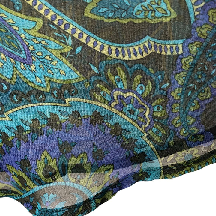 FIBERS Paisley Pattern Long Sleeve See-Through Shirt Made in USA Women's S Size polyester blue type Vintage Second Hand