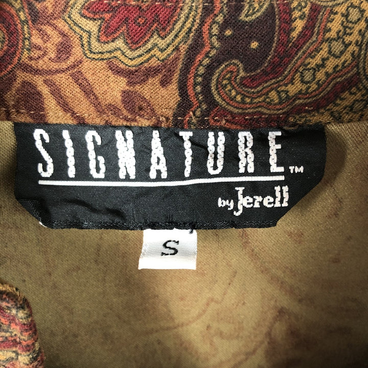 JERELL SIGNATURE Paisley Pattern Lace-up Long Sleeve Poly Shirt Pirate Shirt Women's Size S polyester brown type Vintage Second Hand