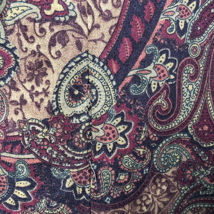 JERELL SIGNATURE Paisley Pattern Lace-up Long Sleeve Poly Shirt Pirate Shirt Women's Size S polyester brown type Vintage Second Hand
