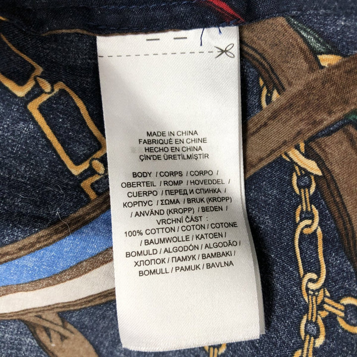 Ralph Lauren LAUREN Lauren all-over print long sleeve cotton shirt, women's size XXL cotton navy blue type Vintage Second Hand