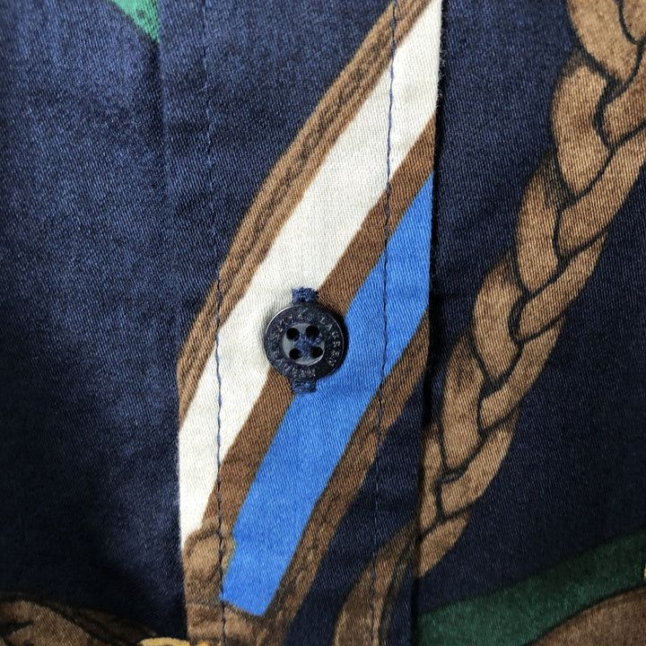 Ralph Lauren LAUREN Lauren all-over print long sleeve cotton shirt, women's size XXL cotton navy blue type Vintage Second Hand