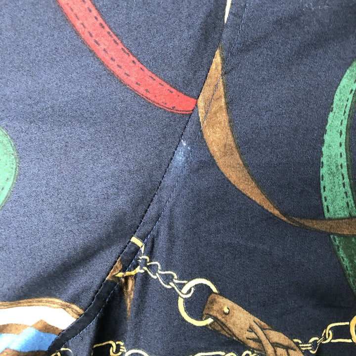 Ralph Lauren LAUREN Lauren all-over print long sleeve cotton shirt, women's size XXL cotton navy blue type Vintage Second Hand