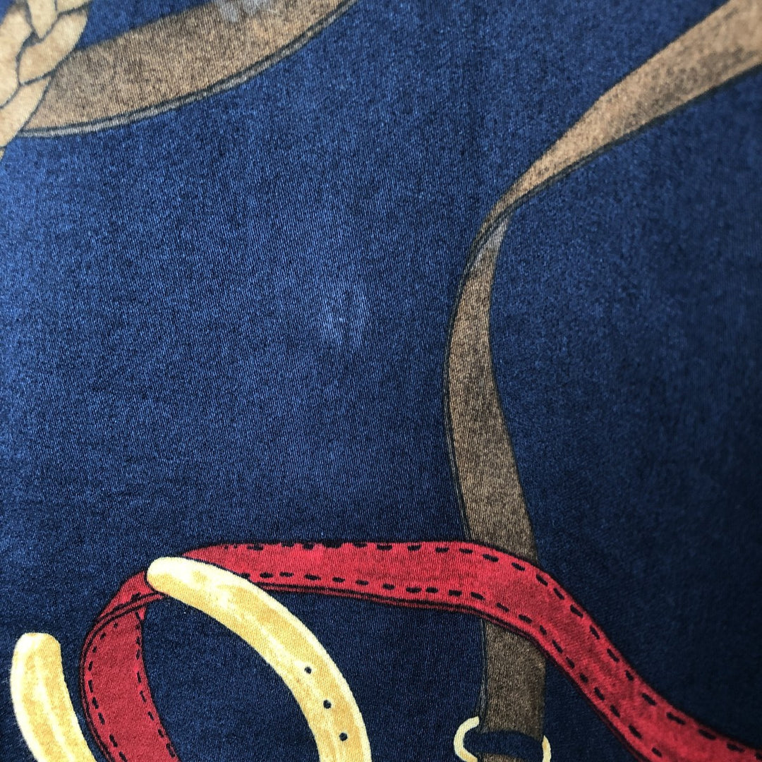 Ralph Lauren LAUREN Lauren all-over print long sleeve cotton shirt, women's size XXL cotton navy blue type Vintage Second Hand