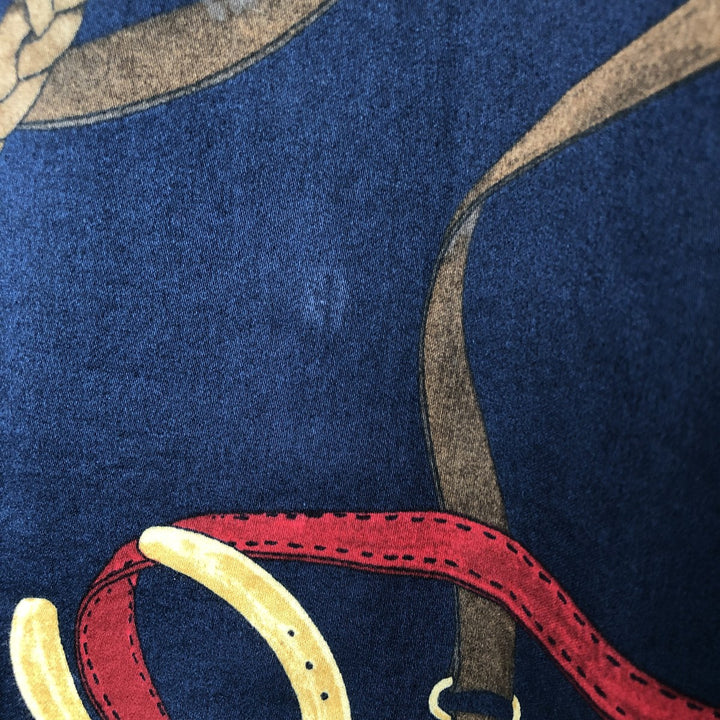 Ralph Lauren LAUREN Lauren all-over print long sleeve cotton shirt, women's size XXL cotton navy blue type Vintage Second Hand