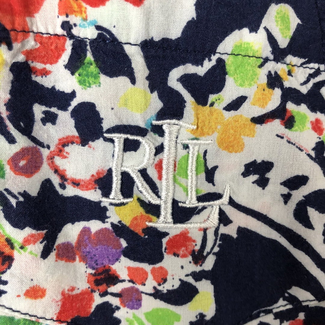 Ralph Lauren LAUREN Lauren Paisley Pattern Floral Long Sleeve Viscose x Cotton Shirt Women's Size S cotton navy blue type Vintage Second Hand