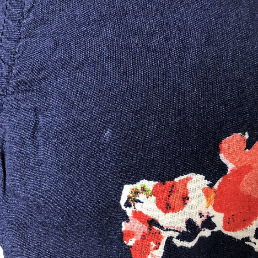 Ralph Lauren LAUREN Lauren Paisley Pattern Floral Long Sleeve Viscose x Cotton Shirt Women's Size S cotton navy blue type Vintage Second Hand