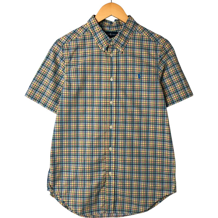 Ralph Lauren Check Pattern Short Sleeve Button Down Shirt Women's M Size cotton multicolor Vintage Second Hand