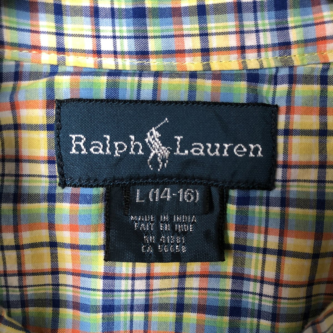 Ralph Lauren Check Pattern Short Sleeve Button Down Shirt Women's M Size cotton multicolor Vintage Second Hand