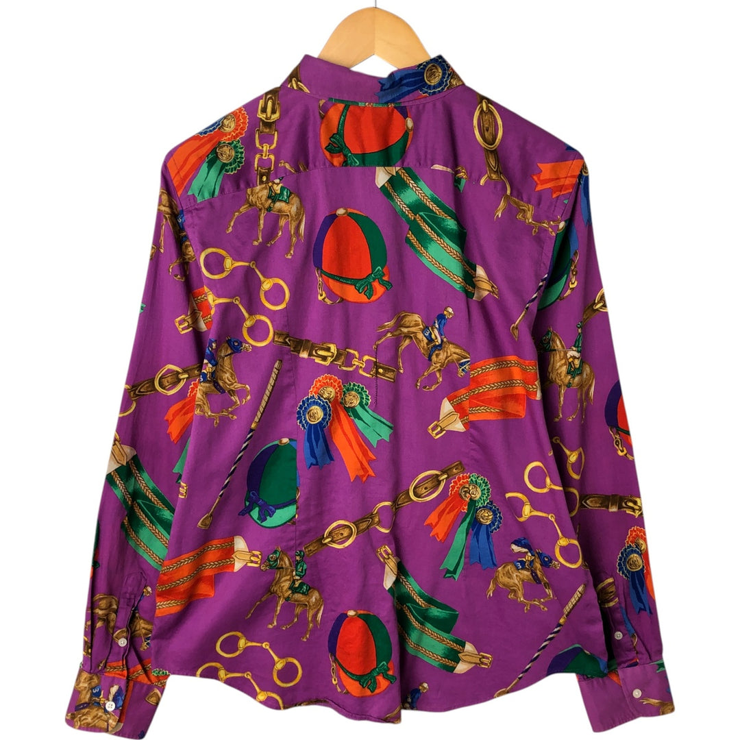 Ralph Lauren LAUREN Lauren all-over print long sleeve cotton shirt, women's size XL cotton purple type Vintage Second Hand