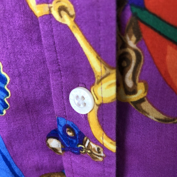 Ralph Lauren LAUREN Lauren all-over print long sleeve cotton shirt, women's size XL cotton purple type Vintage Second Hand