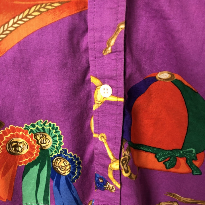 Ralph Lauren LAUREN Lauren all-over print long sleeve cotton shirt, women's size XL cotton purple type Vintage Second Hand