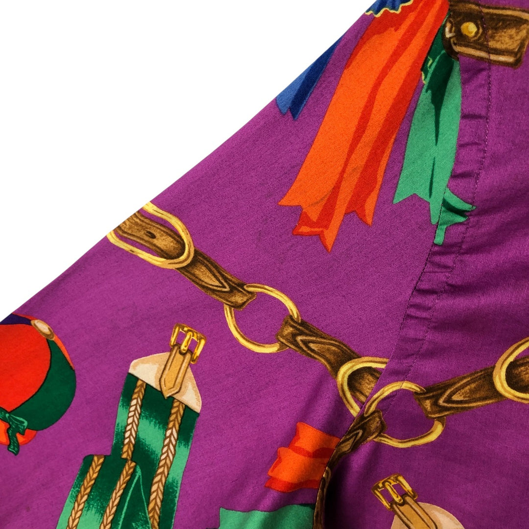 Ralph Lauren LAUREN Lauren all-over print long sleeve cotton shirt, women's size XL cotton purple type Vintage Second Hand