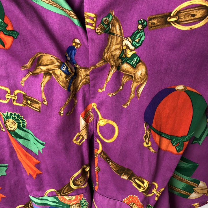 Ralph Lauren LAUREN Lauren all-over print long sleeve cotton shirt, women's size XL cotton purple type Vintage Second Hand