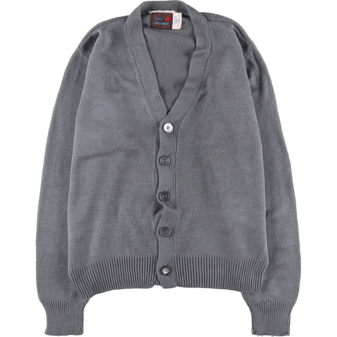 Sears Premiere Ribbed Acrylic Knit Cardigan, Men's Size Medium acrylic gray type Vintage Second Hand