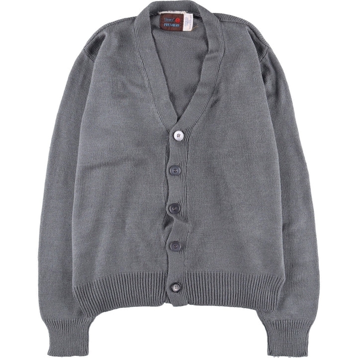 Sears Premiere Ribbed Acrylic Knit Cardigan, Men's Size Medium acrylic gray type Vintage Second Hand
