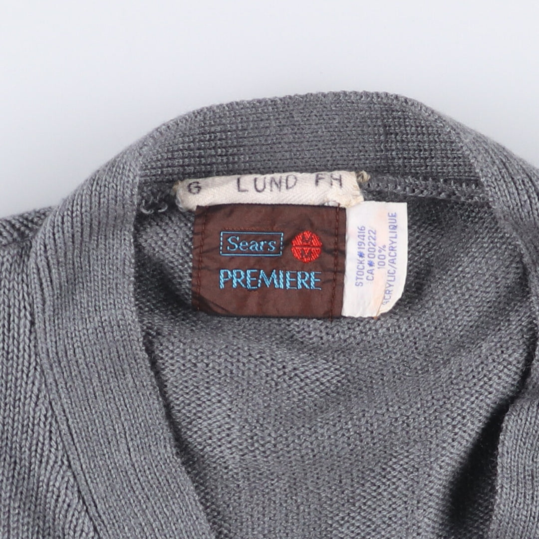 Sears Premiere Ribbed Acrylic Knit Cardigan, Men's Size Medium acrylic gray type Vintage Second Hand