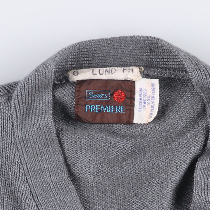 Sears Premiere Ribbed Acrylic Knit Cardigan, Men's Size Medium acrylic gray type Vintage Second Hand