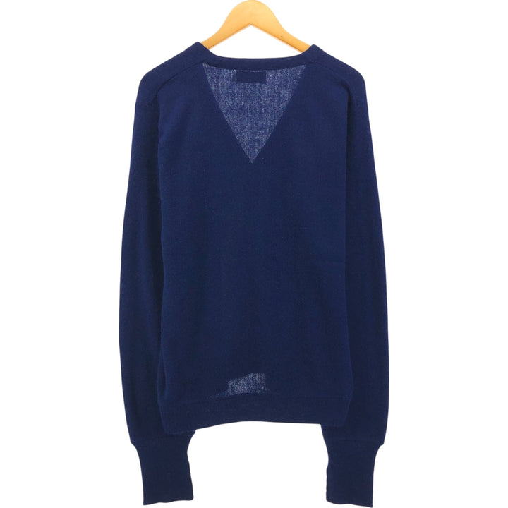 Vintage 1970'S Lacoste IZOD cotton knit cardigan, men's size L acrylic navy blue type Vintage Second Hand