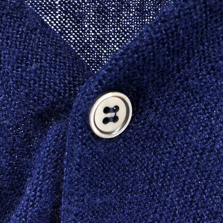 Vintage 1970'S Lacoste IZOD cotton knit cardigan, men's size L acrylic navy blue type Vintage Second Hand