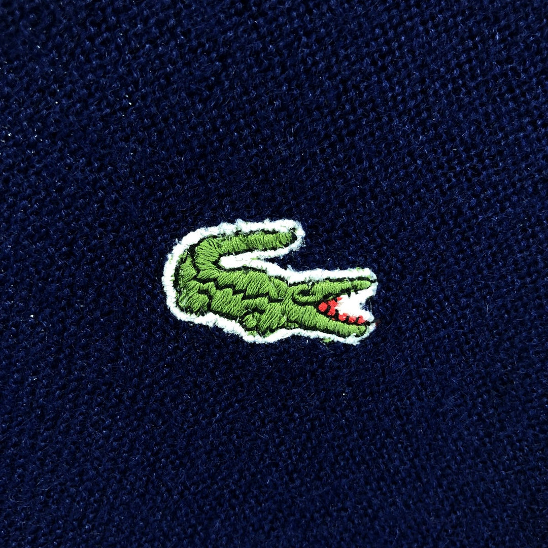 Vintage 1970'S Lacoste IZOD cotton knit cardigan, men's size L acrylic navy blue type Vintage Second Hand